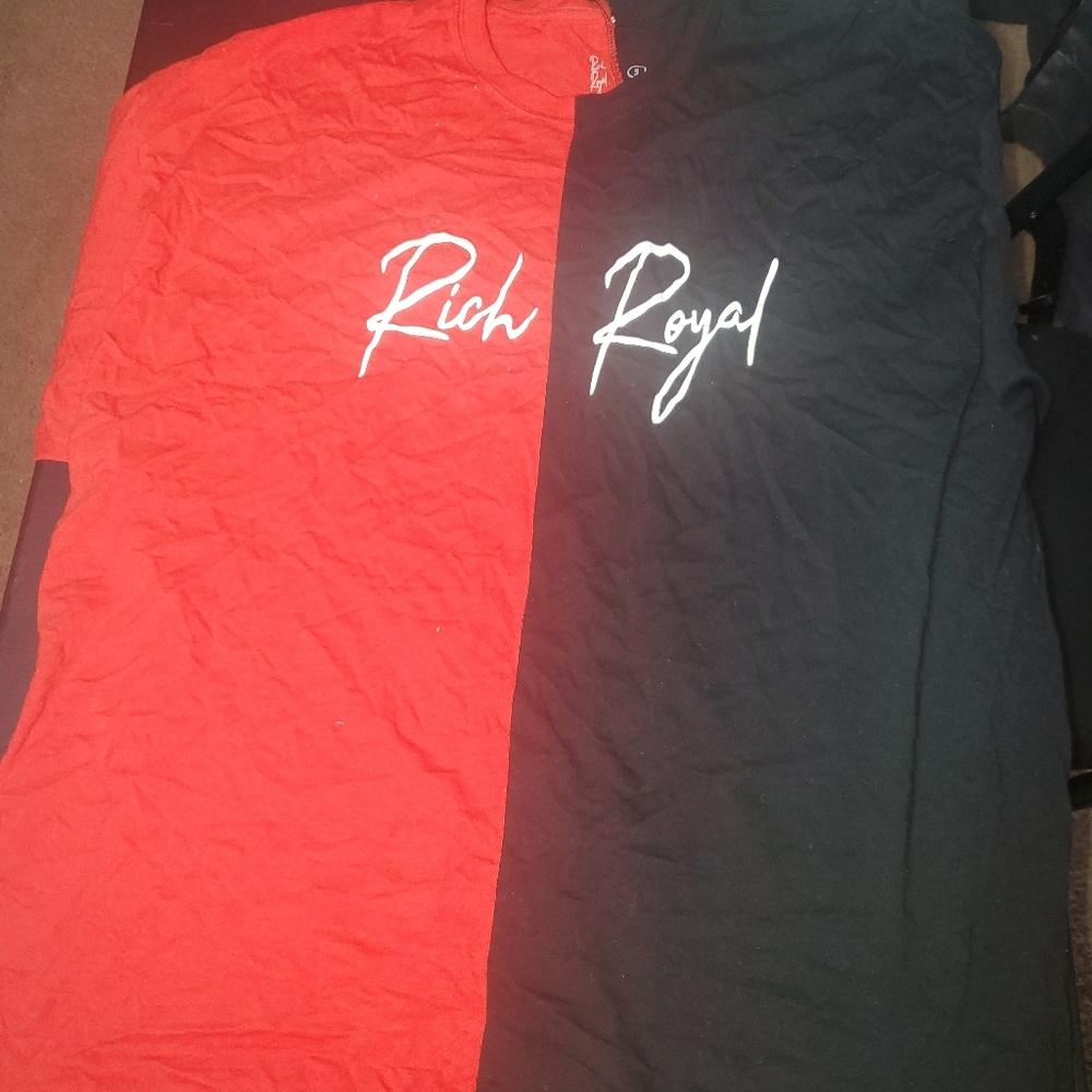 a half red and half black shirt